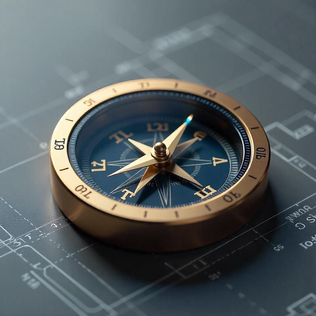 Brújula indicando al Norte de las siglas EEAT